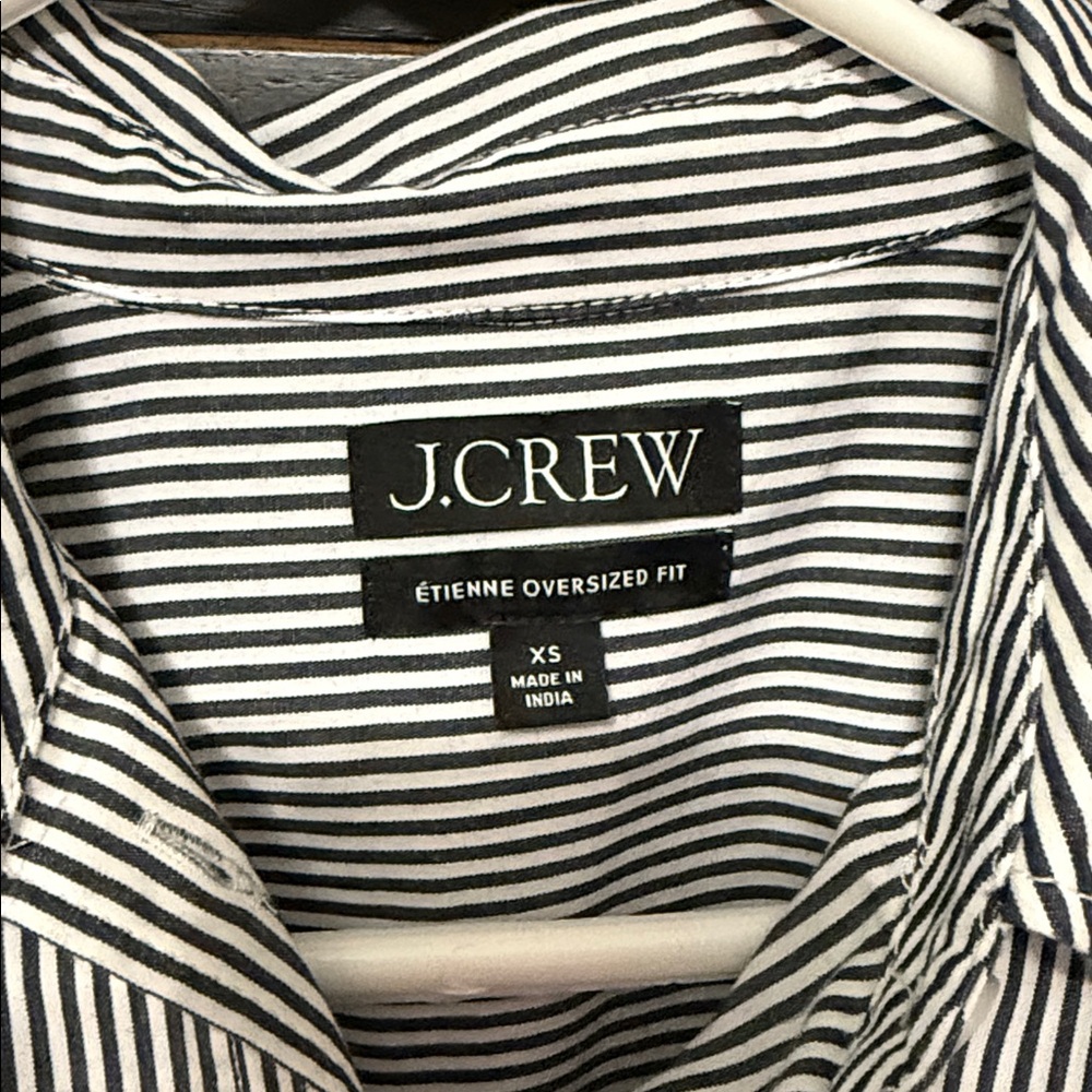 J. Crew Black and White Striped Button Down Shirt